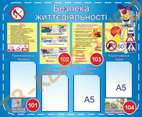 Стенд “Безпека життєдіяльності” блакитний