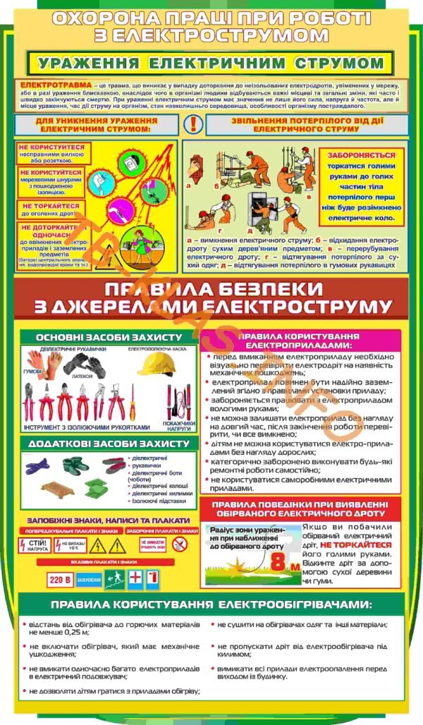 Стенд “Охорона праці при роботі з електрострумом”