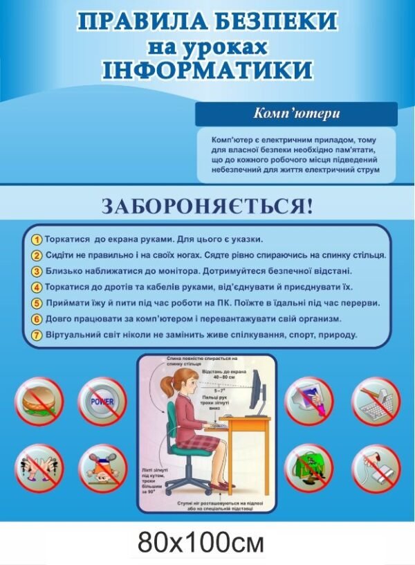 Стенд пластиковий “Правила безпеки на уроках інформатики”