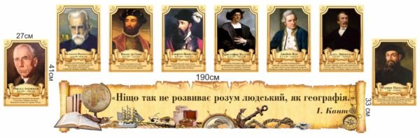 Комплект для кабінету географії з портретами та стендом