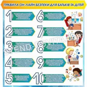 Пластиковий стенд “Правила онлайн безпеки для батьків та дітей”