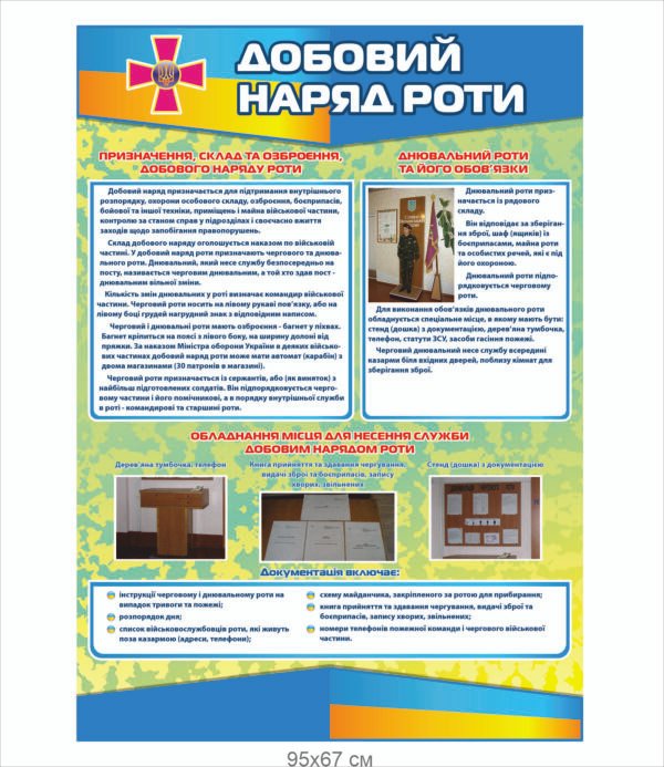 Стенд “Добовий наряд роти”
