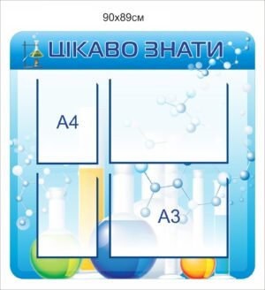 Пластиковий стенд в кабінет хімії “Цікаво знати”