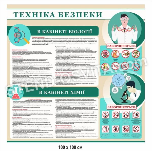 Стенд ” Техніка безпеки в кабінеті хімії та біології”