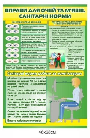 Стенд “Вправи для очей та м’язів, санітарні норми”
