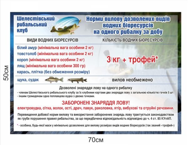 Стенд “Информація для рибальського клубу”