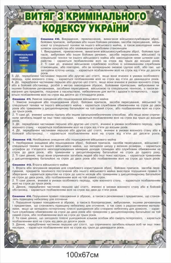 Стенд “Витяг з кримінального кодексу України”