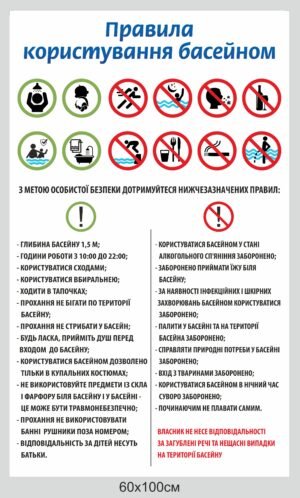 Стенд “Правила користуваня басейном”