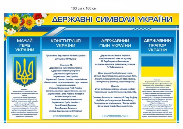 Стенд пластиковий “Державні символи” з малим гербом