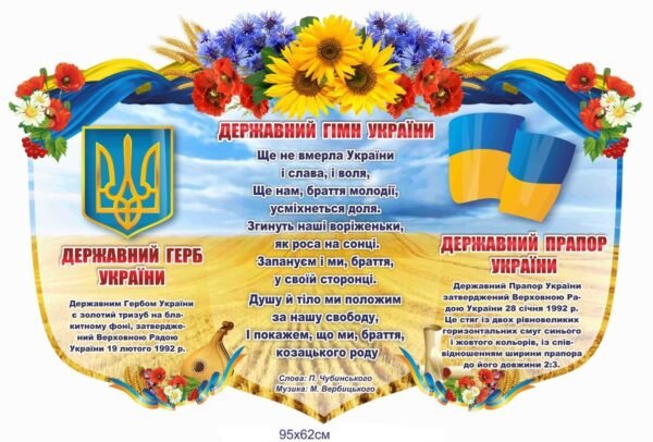 Стенд пластиковий “Державні символи України”