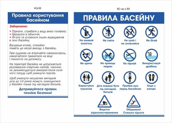 Стенди “Правила користування басейном”