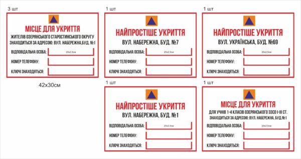 Набір табличок “Укриття”