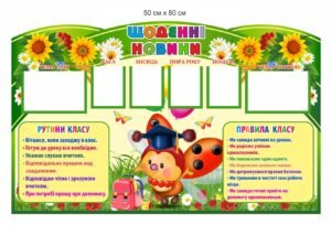 Стенд для НУШ “Щоденні новини” з карманами