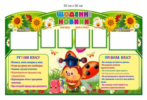 Стенд для НУШ “Щоденні новини” з карманами