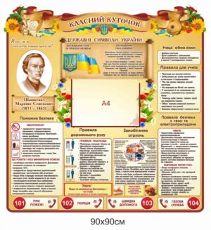 Стенд пластиковий “Класний куточок” з кишенями