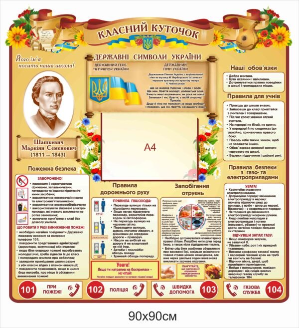 Стенд пластиковий “Класний куточок” з кишенями