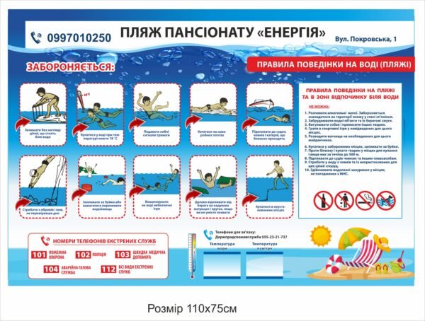 Стенд “Правила поведінки на пляжі”