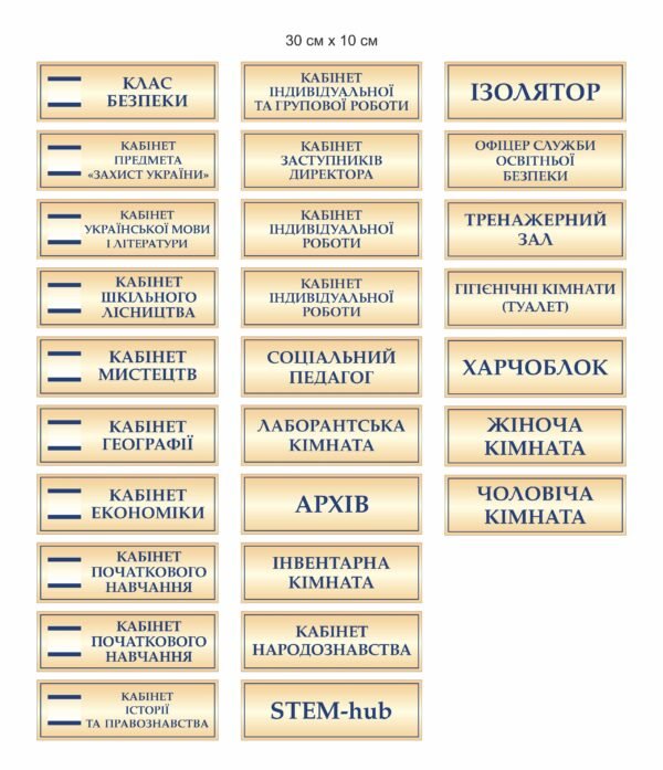 Таблички для шкільних кабінетів