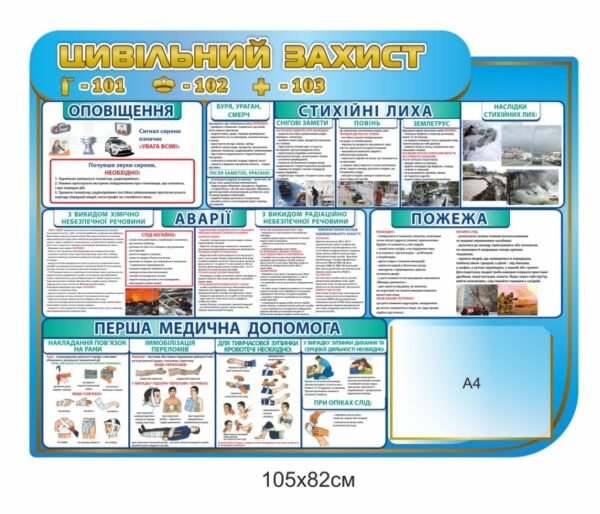 Довідковий стенд “Цивільний захист” з карманом А4