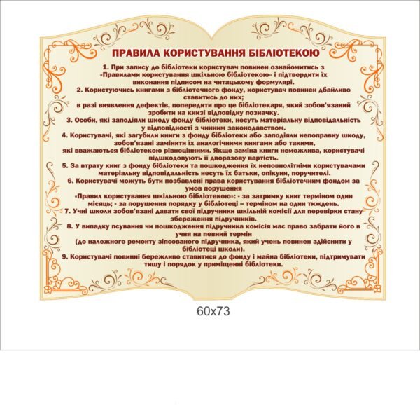 Стенд “Правила користування бібліотекою”