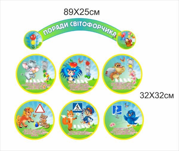 Стенди для НУШ “Поради світлофорчика”