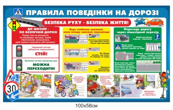 Стенд для НУШ “Правила поведінки на дорозі”