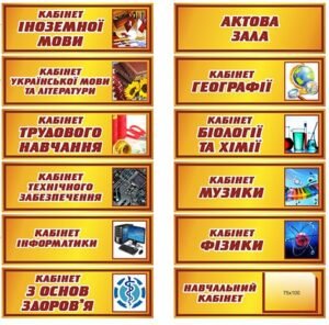 Пластикові табличкина двері кабінетів школи