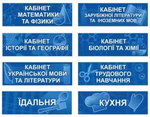 Таблички пластикові для кабінетів школи