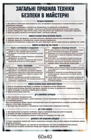 Стенд “Правила техніки безпеки в майстерні”