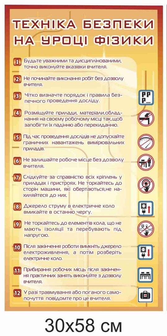 Стенд "Техніка безпеки на уроці фізики"
